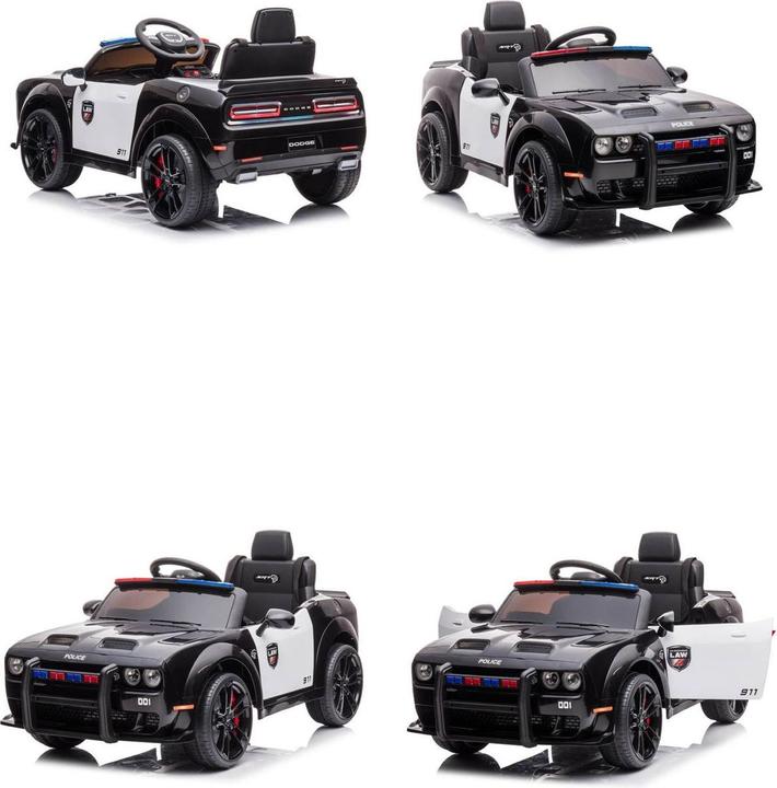 Produktbild Es-toys Kinderfahrzeug - Elektro Auto "Dodge Challenger Polizei" Lizenziert - 12V7A Akku,2 Motoren- 2,4Ghz + (12 V)