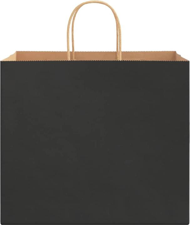 Produktbild VidaXL Kraftpapiertüten 50 Stk. mit Henkel Schwarz 32x22x28 cm Papiertüte (Geschenkbox, 50 x)
