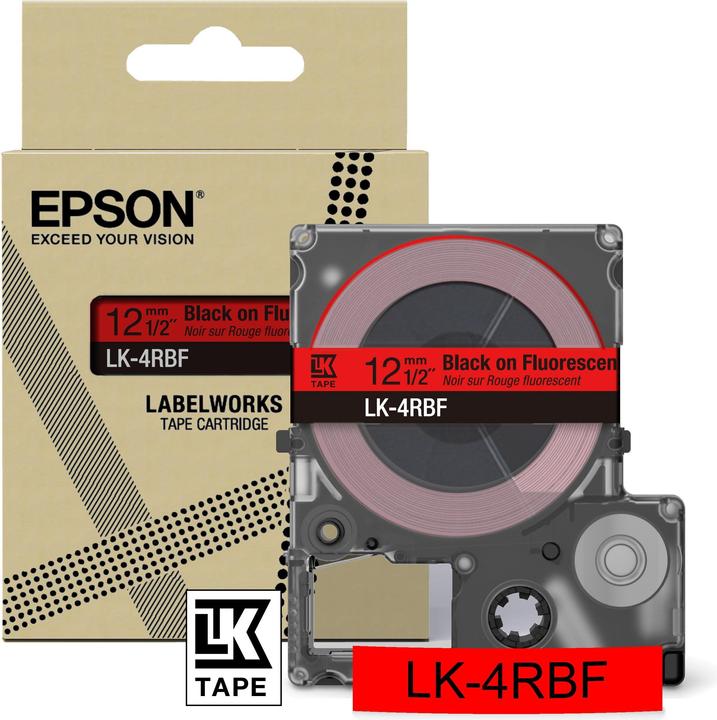 Epson Fluorescent Red/Black 12mm LK-4RBF