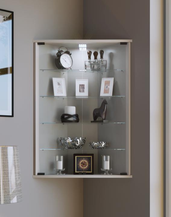 Produktbild VCM Sammel Stand Eckvitrine Holz Glas Vecko (88 x 67 x 23 cm)