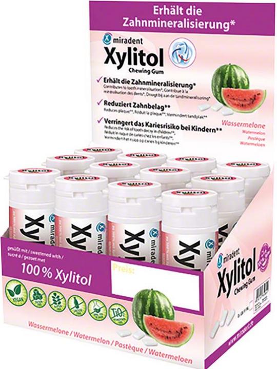 Miradent Xylitol Kaugummi Wassermelone (12x30 Stk) (Kaugummi)