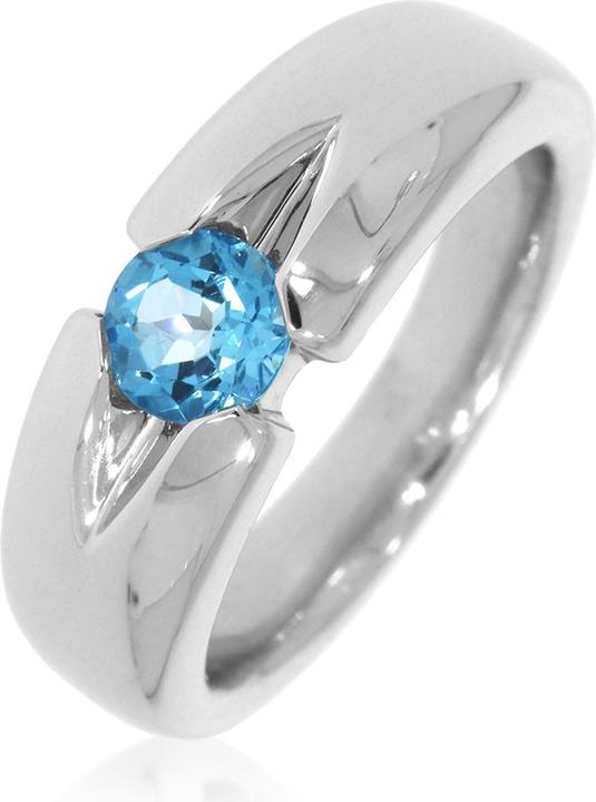 Xen Ring mit 5 mm Blautopas ca. 0,54 ct. rhodiniert (54, 925 Silber)