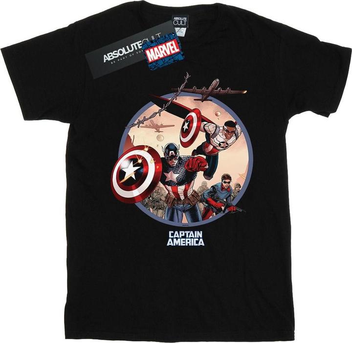 Captain America And Falcon In Battle TShirt (M)