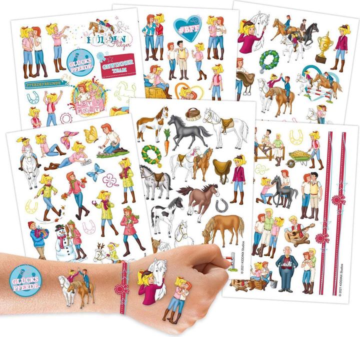 Image du produit Papierdrachen Kit de tatouage pour enfants - Bibi et Tina (100 pièces sur 6 feuilles)