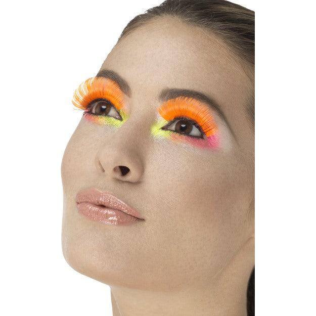 Smiffys 80er Party Wimpern, Neon Orange, Enthält Kleber (Künstliche Wimpern)