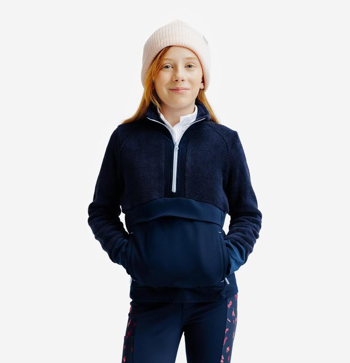 Actual product image Fouganza Reit-Sweatshirt 1/2-Zip Kinder marineblau