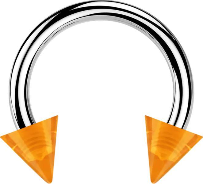 Produktbild Star Piercing Micro Circular Barbell silber mit zwei Cones orange transparent (Acryl, Chirurgenstahl 316L, ohne Messing)