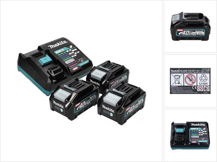 Actual product image Makita Power Source Kit 40 V max. with 3x BL 4040 battery 4.0 Ah XGT ( 3x 191B26-6 ) + DC 40 RA Fast (40 V)