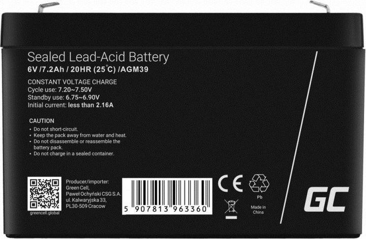 Actual product image GreenCell Battery AGM VRLA 6V 7.2Ah - Battery - 7,200 mAh (6 V, 7.20 Ah)