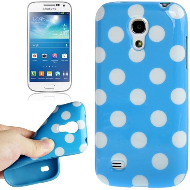 Produktbild König Design Schutzhülle Punkte TPU Case für Handy Samsung Galaxy S4 mini i9190 blau/weiss (Samsung Galaxy S4 mini)
