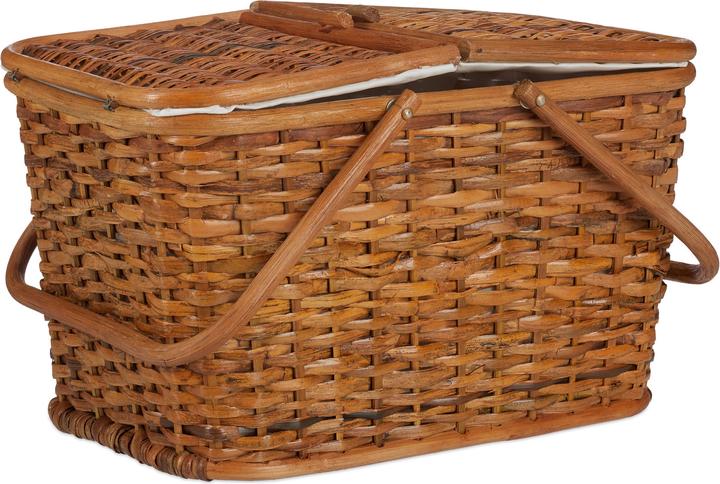 Image du produit Relaxdays Panier de Pique-Nique Tressé Couvercle