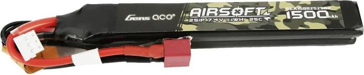 Immagine prodotto Gens Ace 25C 1500mAh 2S1P 7.4V Batteria Lipo per pistola Airsoft Nunchuck 2X con spina a T (7.40 V, 1500 mAh)