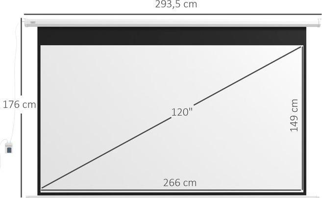 Image du produit Swisshandel24 Écran de projection électrique 266x149cm 16:9 avec télécommande, pour home cinéma, présentation (104.72", 16:9)