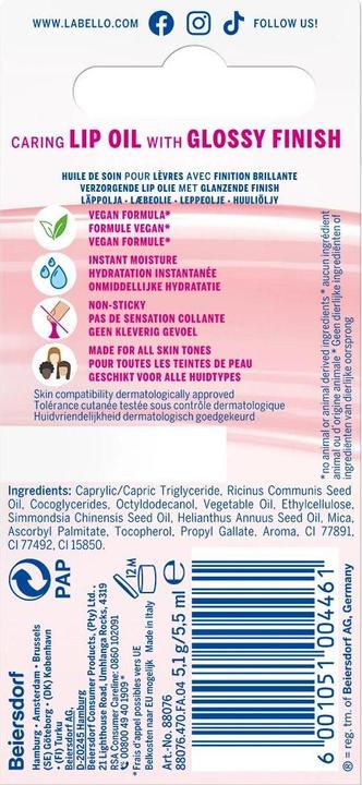 Valori nutrizionali e ingredienti Labello Lucidalabbra (Olio, 5.50 ml)