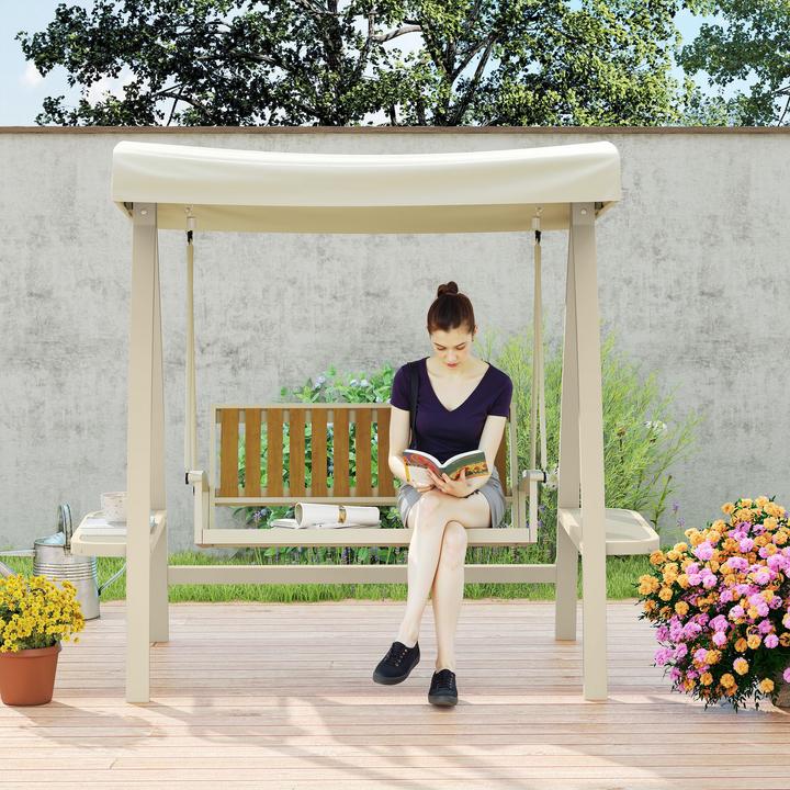 Actual product image Outsunny Hollywoodschaukel Metall, Kunststoff Beige