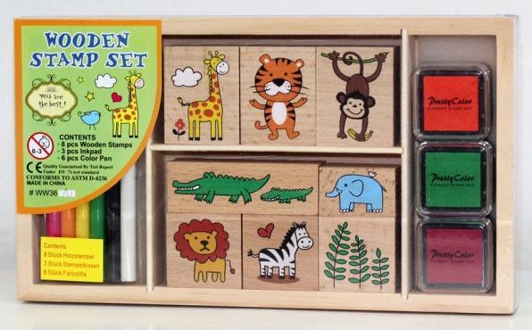 Produktbild Fun trading Stempel Set aus Holz mit Tiermotiven