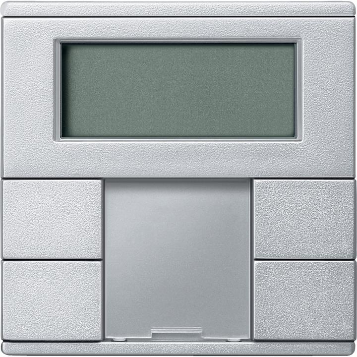 Produktbild Schneider Taster 2fach plus mit Raumtemperaturregler, aluminium, System M MTN6212-0460