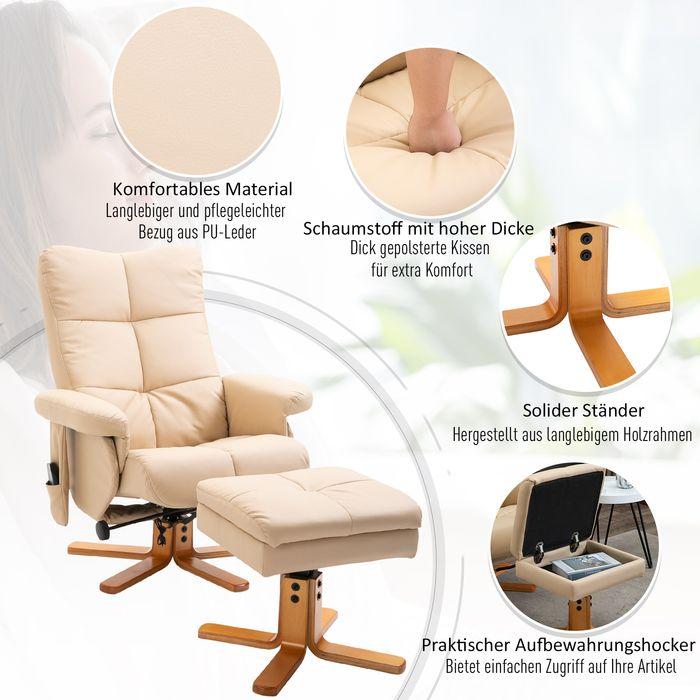 Produktbild Swisshandel24 Relaxsessel Massagesessel mit Fusshocker Fernsehsessel 145°-Neigung Liegesessel mit 10 Vibrationpunk