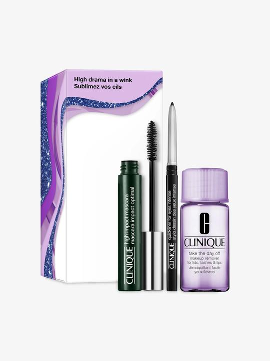 Actual product image Clinique High Impact Mascara Set 7ml Shade / Take The Day Off Cleansing Balm 15 ML / Quickliner for (Intense Black, 01 Black)