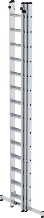 Produktbild Munk Sprossen-Schiebeleiter 3-teilig mit nivello-Traverse 3x14 Sprossen (Regalleiter, 300 cm)