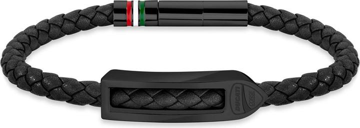 Ducati Punta Armband (22 cm, Leder, Edelstahl)
