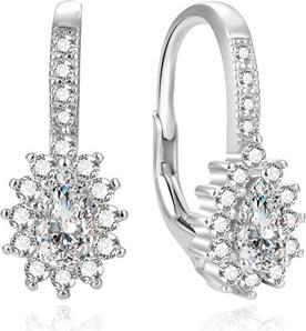 Beneto Glittering silver earrings with zircons AGUC1296L (L)