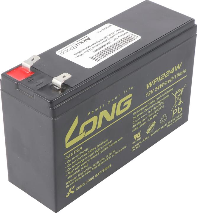 Actual product image Kung Long WP1224W Hochstrom F2 Blei-Vlies-Akku, 12Volt, 6Ah mit 6,3mm Faston Anschluss (12 V, 6 Ah)
