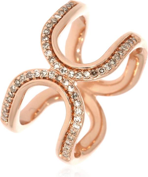 Xen Ring mit 54 braunen Diamanten ca. 0,26 ct. rosèvergoldet (52, 925 Silber)