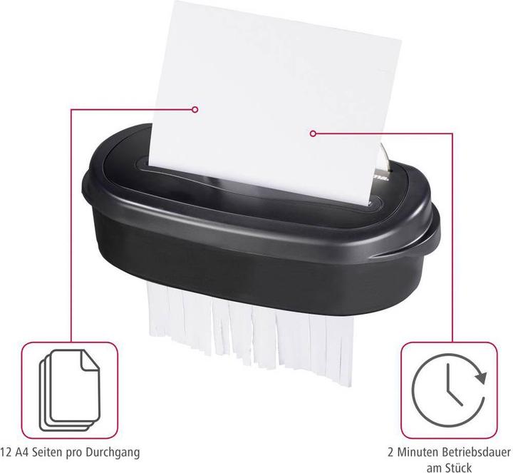 Produktbild Hama Aktenvernichter Home X12CD Streifenschnitt 4 x 40 mm 21 l Blattanzahl (max.): 13 Sicherheitsstufe (Streifenschnitt)
