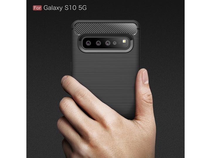 Produktbild Screenguard Samsung Galaxy S10 5G Hülle Carbon Brushed Soft TPU (Samsung Galaxy S10 5G)