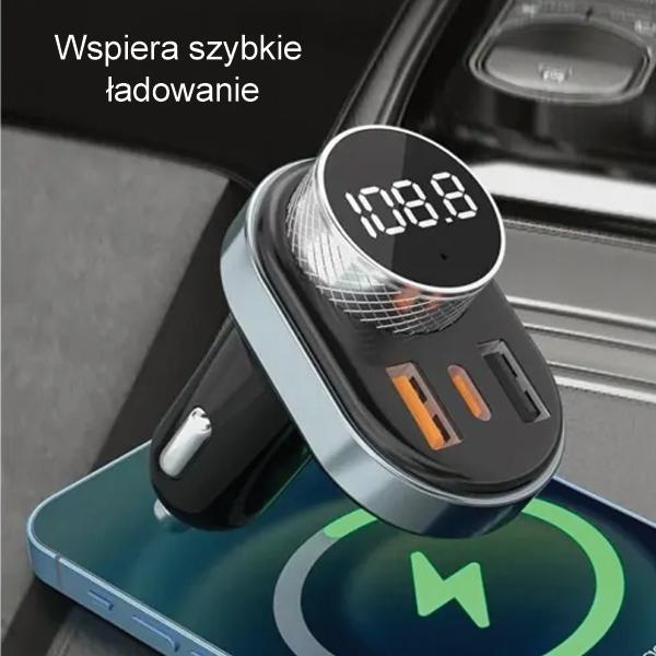 Produktbild Awei zestaw głośnomówiący C-843 z transmiterem FM, Bluetooth 5.0, MP3, 1xUSB+1xUSB-C czarny/black