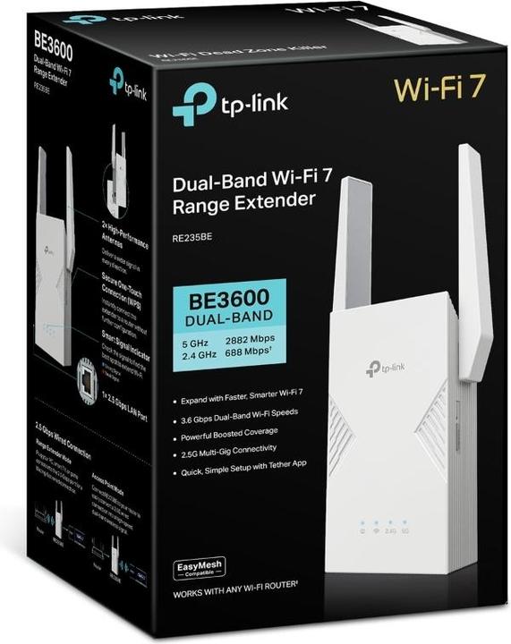Actual product image TP-Link BE3600 Wi-Fi 7 Range ExtenderSPEED: 688 (2882 Mbit/s, 688 Mbit/s)