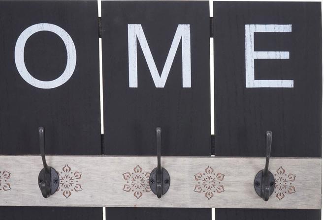 Produktbild Mendler Wandgarderobe Home, Shabby Look Vintage, 8 Haken 91x60cm - dunkelgrau, shabby