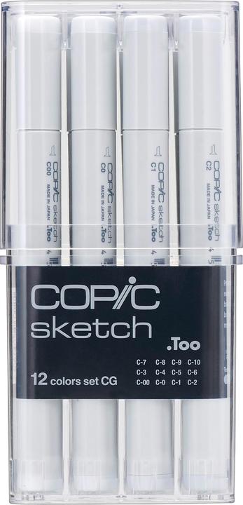 Copic Marker sketch, set of 12 "Grey "ne CG" (Grey, 3 mm, 12 x)