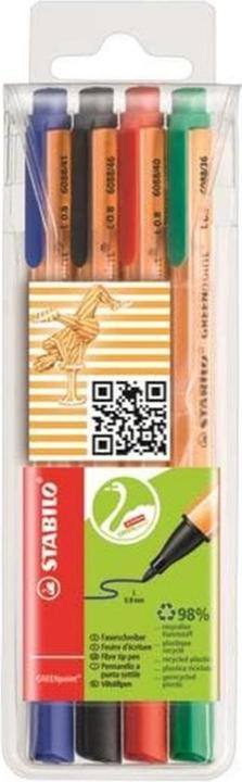 Produktbild STABILO GREENpoint umweltfreundlicher Filzschreiber (Rot, Schwarz, Grün, Blau, 4 x)