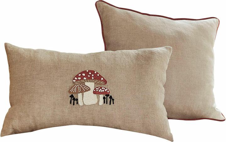 Produktbild Loberon Kissenhülle 2er Set Norilie beige/rot (40 x 40 cm)