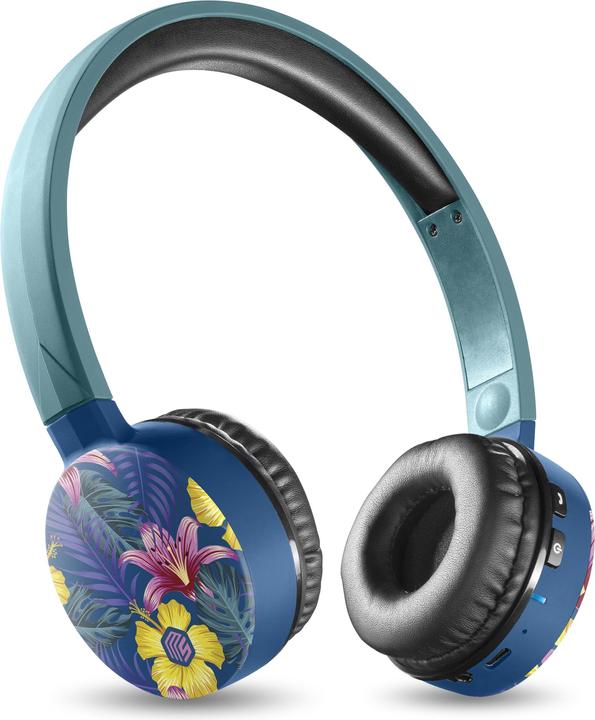 Music Sound Music+Sound FANTASY Bluetooth-Kopfhörer türkis/tropisch on-ear Softtouch max.20h 1 (keine Geräuschunterdrückung, 16 h, Kabellos)