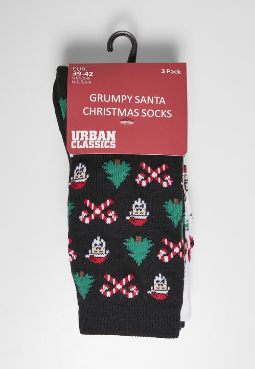 Actual product image Urban Classics Grumpy Santa Christmas Socks 3-Pack - 12943 (pack of 3, 43 - 46)