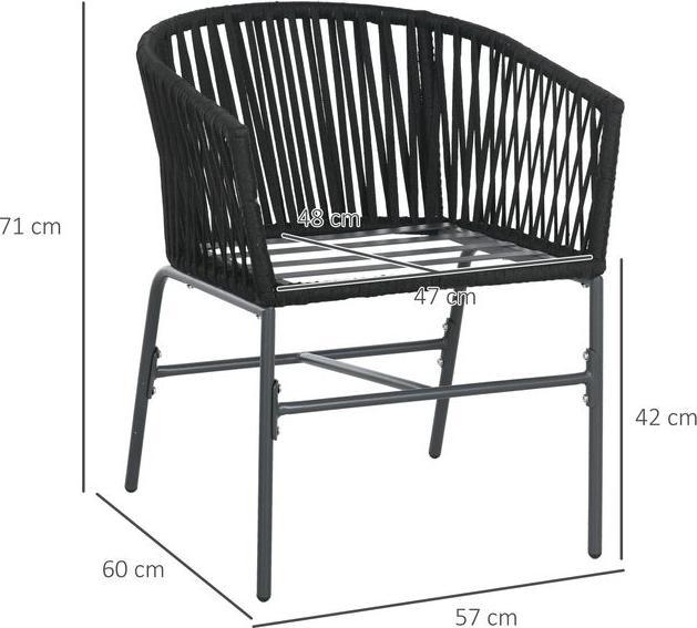 Produktbild Swisshandel24 Gartenstühle 2er-Set, bis 120kg, mit Kissen, geschwungener Sitzschal, im Boho-Stil, Metallrahmen, Sc