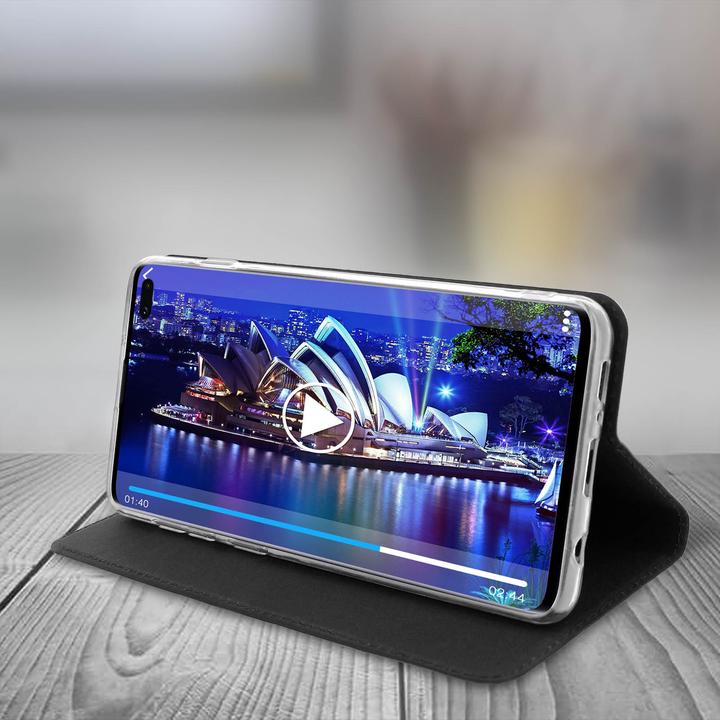 Immagine prodotto Akashi Flip Cover Geldbörse mit Standfunktion für Samsung Galaxy S10 – Schwarz (Samsung Galaxy S10)