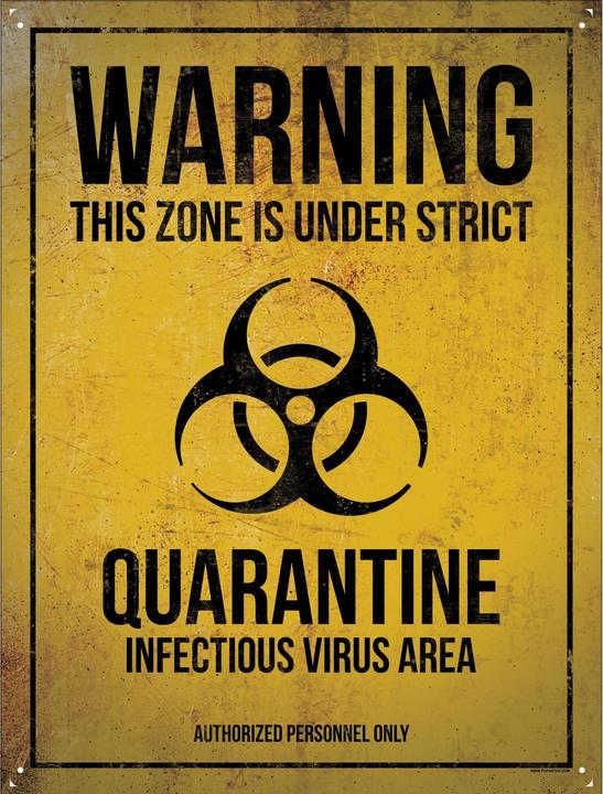 Grindstore Blechschild Warning Infectious Virus Area