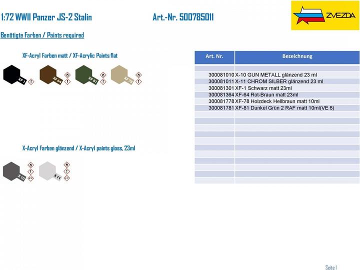 Produktbild Tamiya 1:72 WWII Panzer JS-2 Stalin