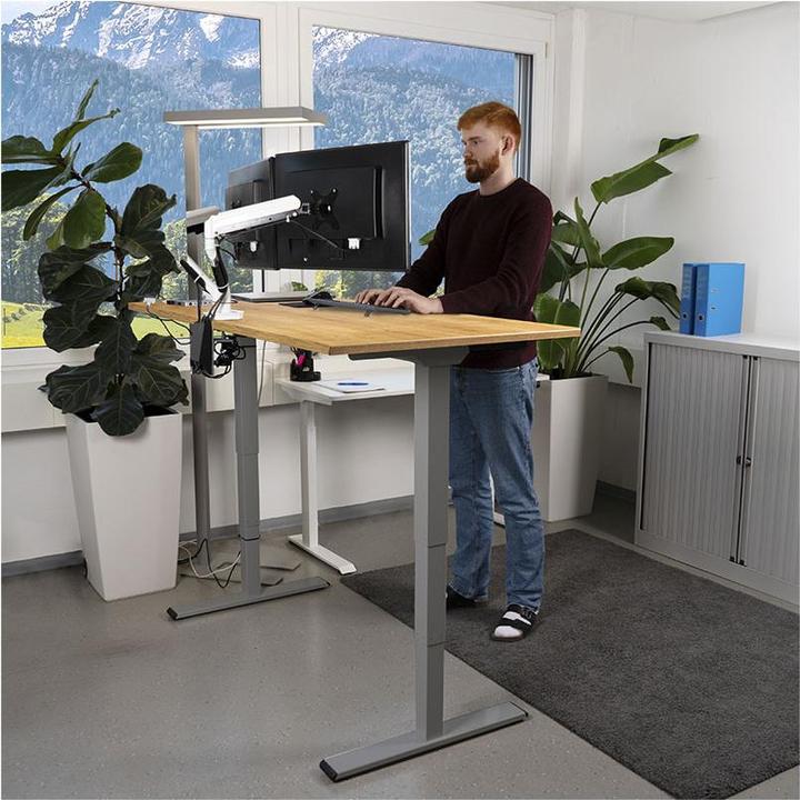 Image du produit Contini table de bureau réglable en hauteur 1.6x0.8m chêne / piétement gris RAL 7045