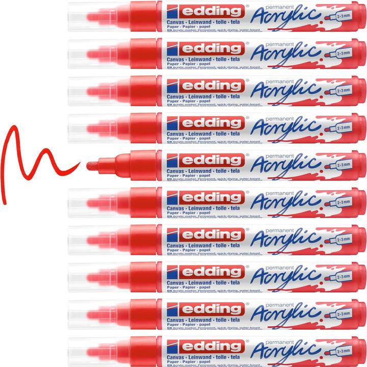 Image du produit Edding Marqueur acrylique 5100 (Rouge trafic, 3 mm, 1 x)