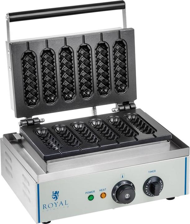 Produktbild Royal Catering Waffeleisen Edelstahl Profi Waffeln Am Stiel Waffelsticks Corn Dogs 1500 Watt