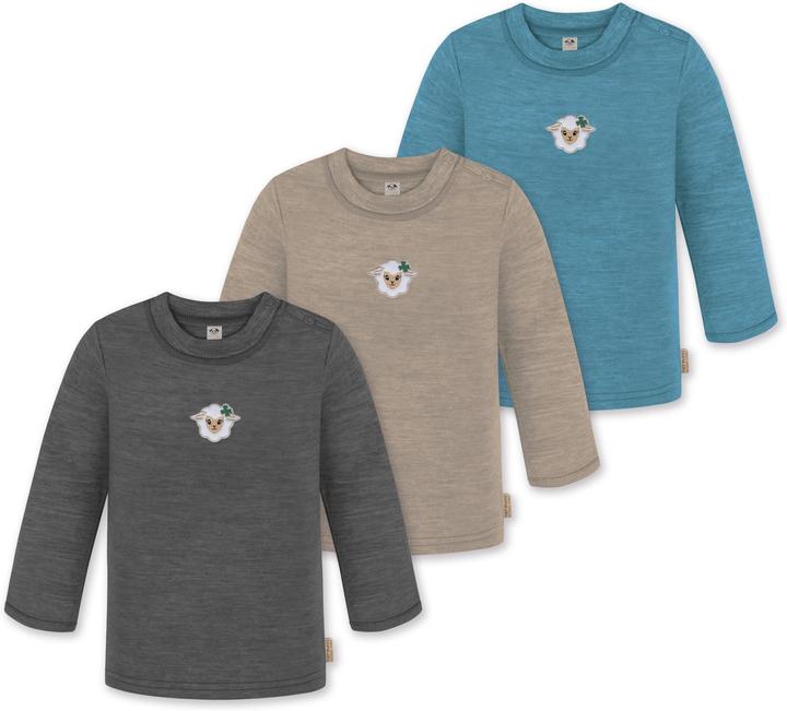 Normani 3er Pack Baby Merino Longsleeve „Taupo" - 9475