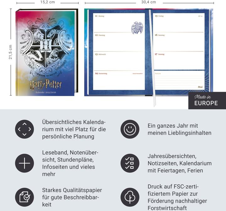 Produktbild Harry Potter Hogwarts Schülerkalender A5 2026 - 17 Monate ab August 2025 (A5, Deutsch)