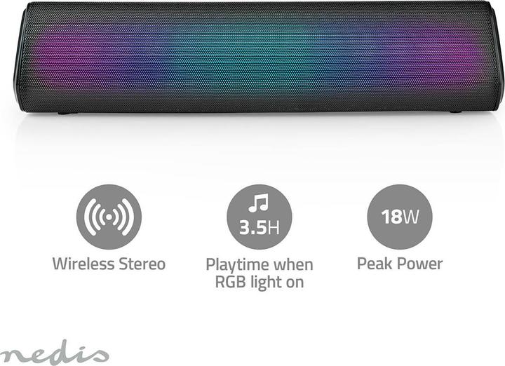Produktbild Nedis Bluetooth®-Lautsprecher | max. Batteriespielzeit: 6 Std | Tisch Design | 18 W | Stereo | Einge (6 h, Batteriebetrieb)