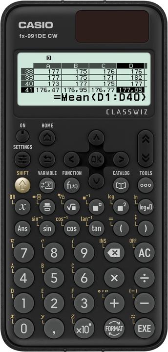 Casio FX-991DE CW (Cellules solaires, Piles)