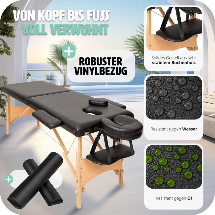 Produktbild tectake 2 Zonen Massageliege-Set Freddi mit 5cm Polsterung, Rollen und Holzgestell